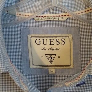 Guess Gingham Button Down Blouse Top